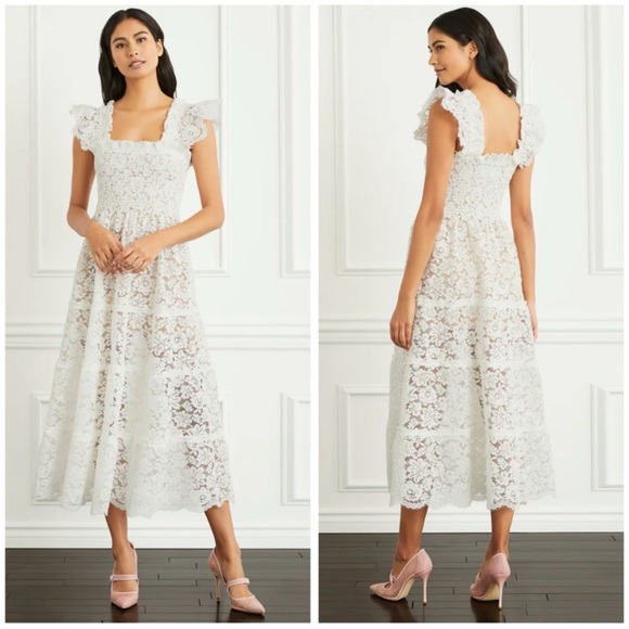 Hill House Home Lace Ellie Nap Dress White Size S Romantic Smocked NWT
